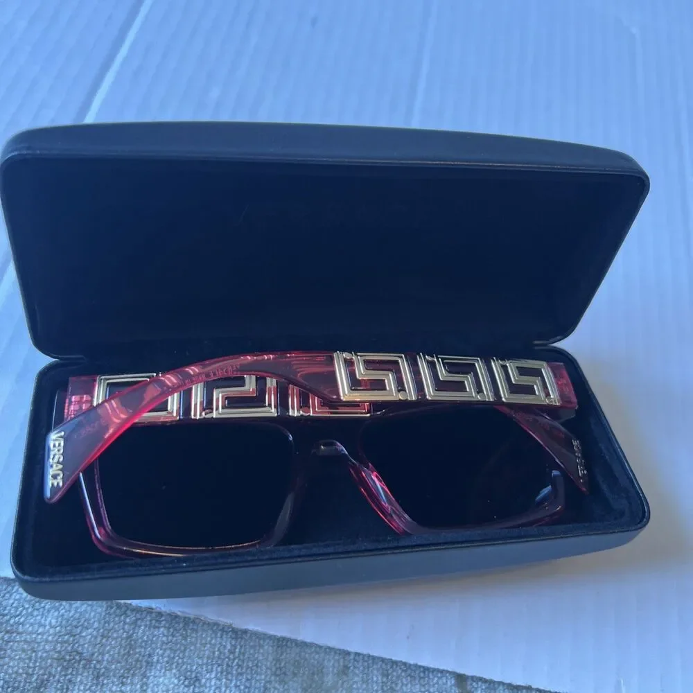 Versace VE4445 5409/1 Transparent Red Gray Sunglasses  NWT